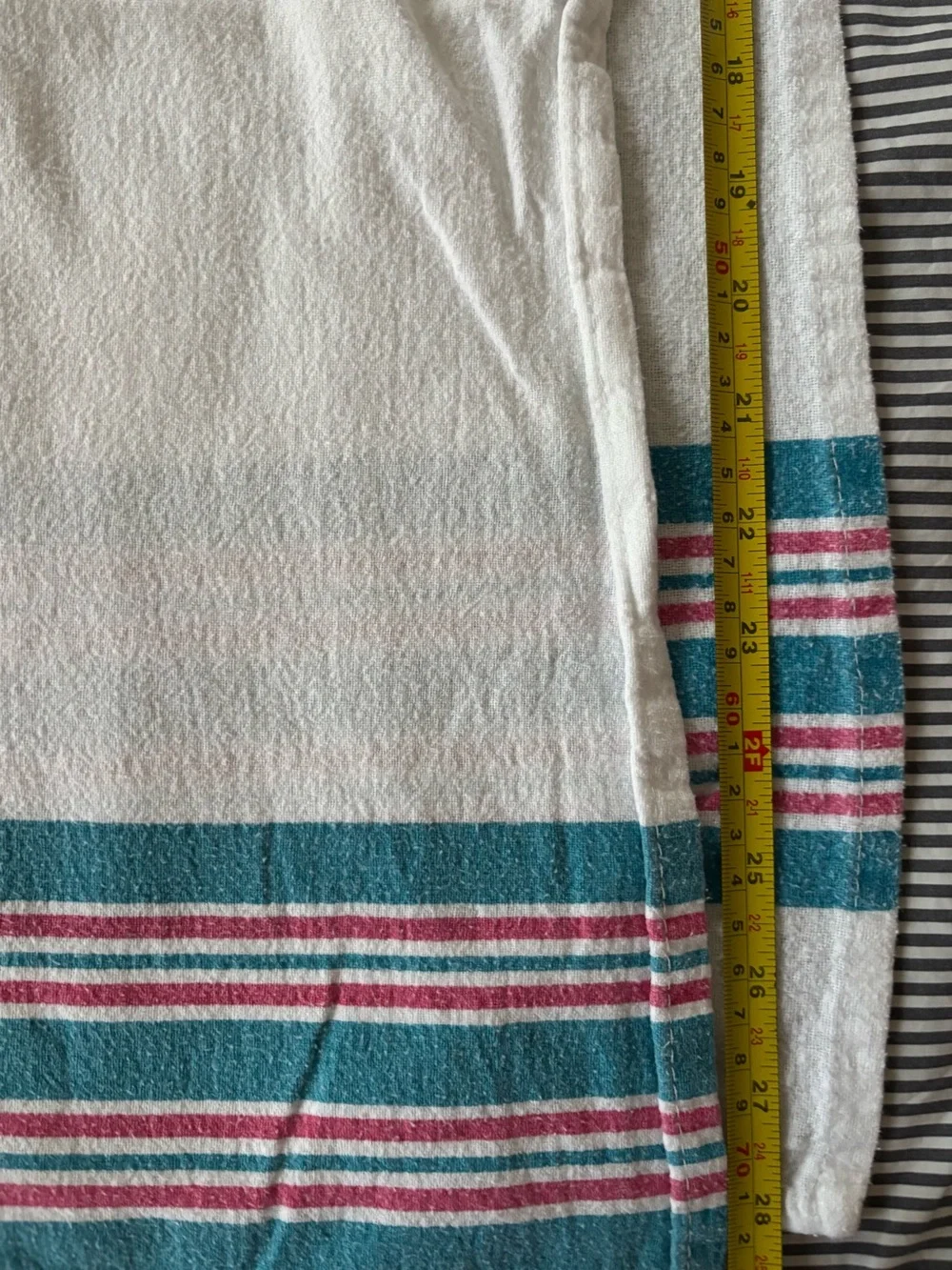 Lot of White Blankets with Teal & Pink Stripes